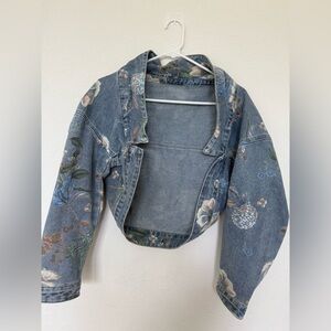 Dazy Floral Denim Jacket Vintage-Look